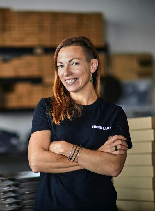 Kate Slavin, co-founder of Ironclad Co. in the NZ warehouse