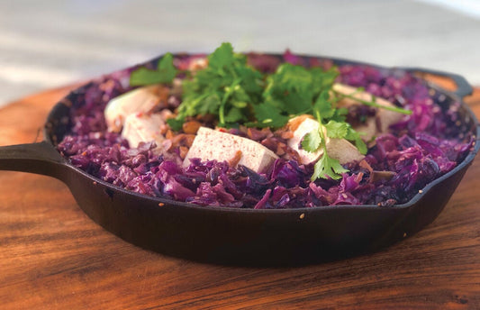 SPICED RED CABBAGE WITH STEAMED TOFU